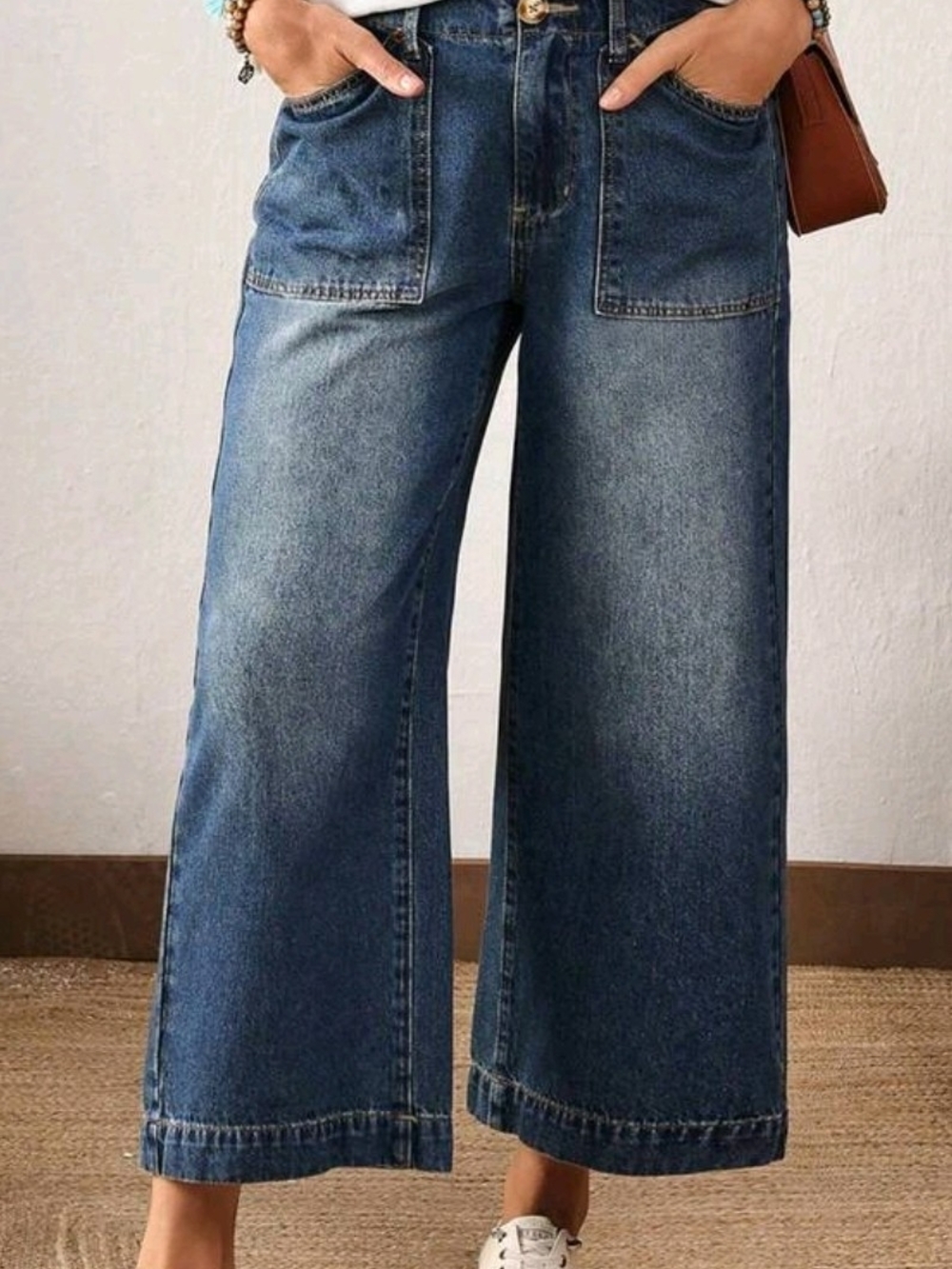 High-Rise Wide Leg Jeans in Dark Blue